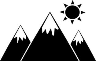 plano ilustração do montanhas com Sol. vetor