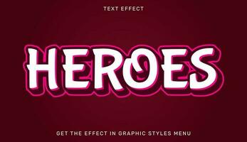 Heróis editável texto efeito com 3d estilo. texto emblema para anúncio, marca, o negócio logotipo vetor