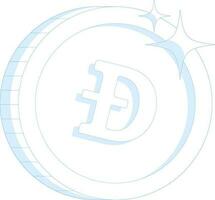 azul linha arte dogecoin decorado de estrela. vetor