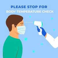 verificação de temperatura corporal necessária sinal prevenção de pandemia de coronavírus vetor