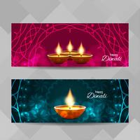 Conjunto de bandeiras decorativas feliz Diwali feliz vetor