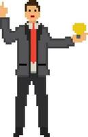 ilustração do pixel arte homem de negocios. vetor