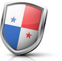 lustroso cinzento escudo do Panamá bandeira decorado com estrela. vetor