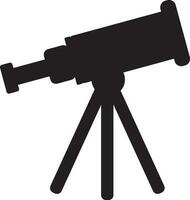 Preto telescópio em branco fundo. glifo ícone ou símbolo. vetor
