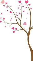 Castanho árvore decorado Rosa corações vetor