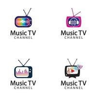 modelo de design de logotipo de tv de música vetor