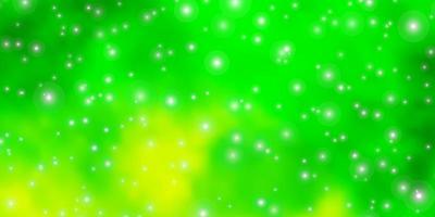 fundo vector verde-claro amarelo com estrelas coloridas