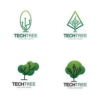 tecnologia do logotipo da árvore da tecnologia tecnologia de rede verde vetor