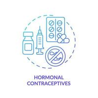 hormonal contraceptivos azul gradiente conceito ícone. contraceptivo comprimido. contracepção proteção. nascimento ao controle método. mulheres saúde abstrato idéia fino linha ilustração. isolado esboço desenhando vetor