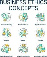 o negócio ética conceito ícones definir. corporativo social responsabilidade idéia fino linha cor ilustrações. serviço para humanidade. isolado símbolos. editável acidente vascular encefálico vetor