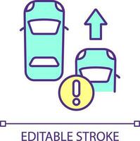 ultrapassando rgb cor ícone. estrada faixa. veículo passagem outro carro. estar Cuidado e atencioso. isolado vetor ilustração. simples preenchidas linha desenho. editável acidente vascular encefálico