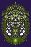 ilustração do barong bali batik verde imagens para estar impresso para moletons, Camisetas e adesivos vetor