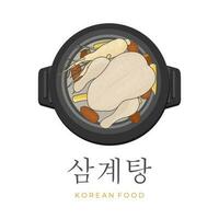 frango sopa samgyetang vetor ilustração logotipo