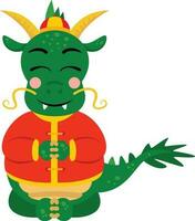 fofa chinês zodíaco verde Dragão feliz Novo ano 2024 vetor