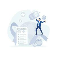remédio diabetes conceito. mundo diabetes dia, plano vetor moderno ilustração