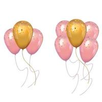 um monte de balões rosa e ouro realistas vetor