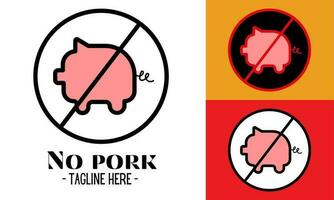 não carne de porco não banha rótulo e contém carne de porco Comida rótulo vetor