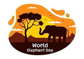 mundo elefante dia vetor ilustração em 12 agosto com elefantes animais para salvação esforços e conservação dentro desenho animado mão desenhado modelos