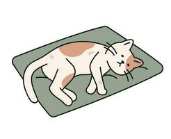 fofa gato. uma cansado e com fome disperso gato é deitado em uma almofada. vetor