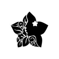 ornamental folha, flor, e mulher face dentro a em forma de flor ilustração para logotipo tipo, arte ilustração ou gráfico Projeto elemento. vetor ilustração