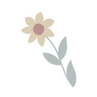 simples flor de cor pastel em ilustração vetorial de estilo simples, símbolo da primavera, casa aconchegante, decoração de celebração de férias de páscoa de primavera, clipart para cartões, banner, decoração de primavera vetor