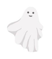 pequeno fofa branco fantasma com face emoções vetor ilustração em a branco, desenho animado assustador simples personagem colorida desenhando para dia das Bruxas feriado celebrações, bandeira, fada conto personagem decoração