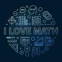 Eu amor matemática conceito vetor linha volta azul bandeira. matemática Aprendendo ilustração
