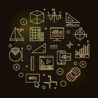 matemática Aprendendo vetor linha volta dourado bandeira - matemática conceito círculo em forma ilustração