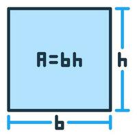 área do uma retângulo colori ícone - ah vetor azul placa