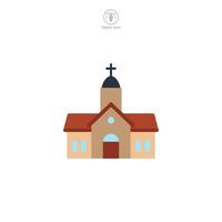 Igreja ícone vetor apresenta uma estilizado Lugar, colocar do adorar, simbolizando religião, espiritualidade, fé, oração, e comunidade encontro