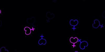 fundo vector rosa roxo claro com símbolos de mulher