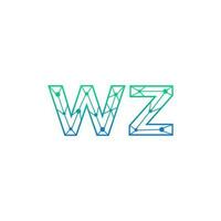 abstrato carta wz logotipo Projeto com linha ponto conexão para tecnologia e digital o negócio empresa. vetor