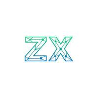 abstrato carta zx logotipo Projeto com linha ponto conexão para tecnologia e digital o negócio empresa. vetor