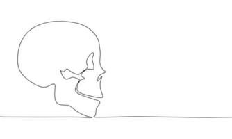 contínuo 1 linha desenhando crânio do humano. vetor ilustração morto conceito linha arte, esboço silhueta.
