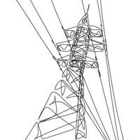 contínuo linha elétrico poder transmissão arte. solteiro elétrico energia conceito. linha arte, contorno, bandeira dentro minimalismo estilo. vetor ilustração