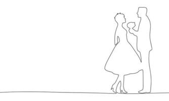 contínuo 1 linha desenhando casal dentro amar. vetor ilustração namorados dia bandeira conceito linha arte, esboço silhueta.