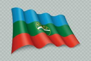 3d realista acenando bandeira do karachay-cherkessia é uma região do Rússia vetor