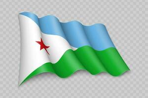 3d realista acenando bandeira do djibouti vetor