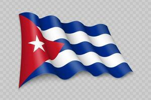 3d realista acenando bandeira do Cuba vetor
