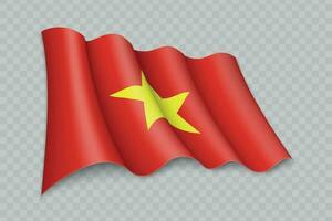 3d realista acenando bandeira do Vietnã vetor