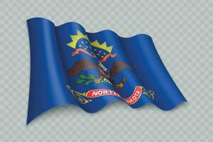 3d realista acenando bandeira do norte Dakota é uma Estado do Unidos estados vetor
