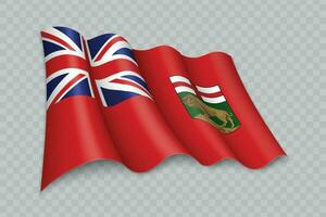 3d realista acenando bandeira do manitoba é uma Estado do Canadá vetor