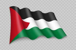 3d realista acenando bandeira do Palestina vetor