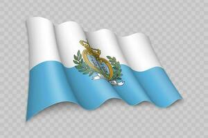 3d realista acenando bandeira do san marino vetor