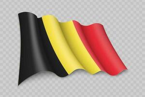 3d realista acenando bandeira do Bélgica vetor