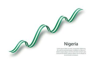 acenando a fita ou banner com bandeira da nigéria vetor