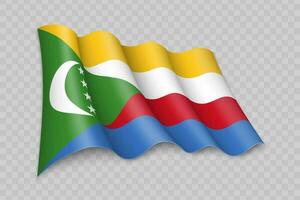 3d realista acenando bandeira do Comores vetor