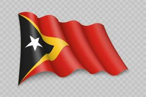 3d realista acenando bandeira do timor-leste vetor