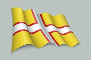 3d realista acenando bandeira do Dorset é uma município do Inglaterra vetor