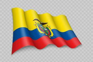 3d realista acenando bandeira do Equador vetor